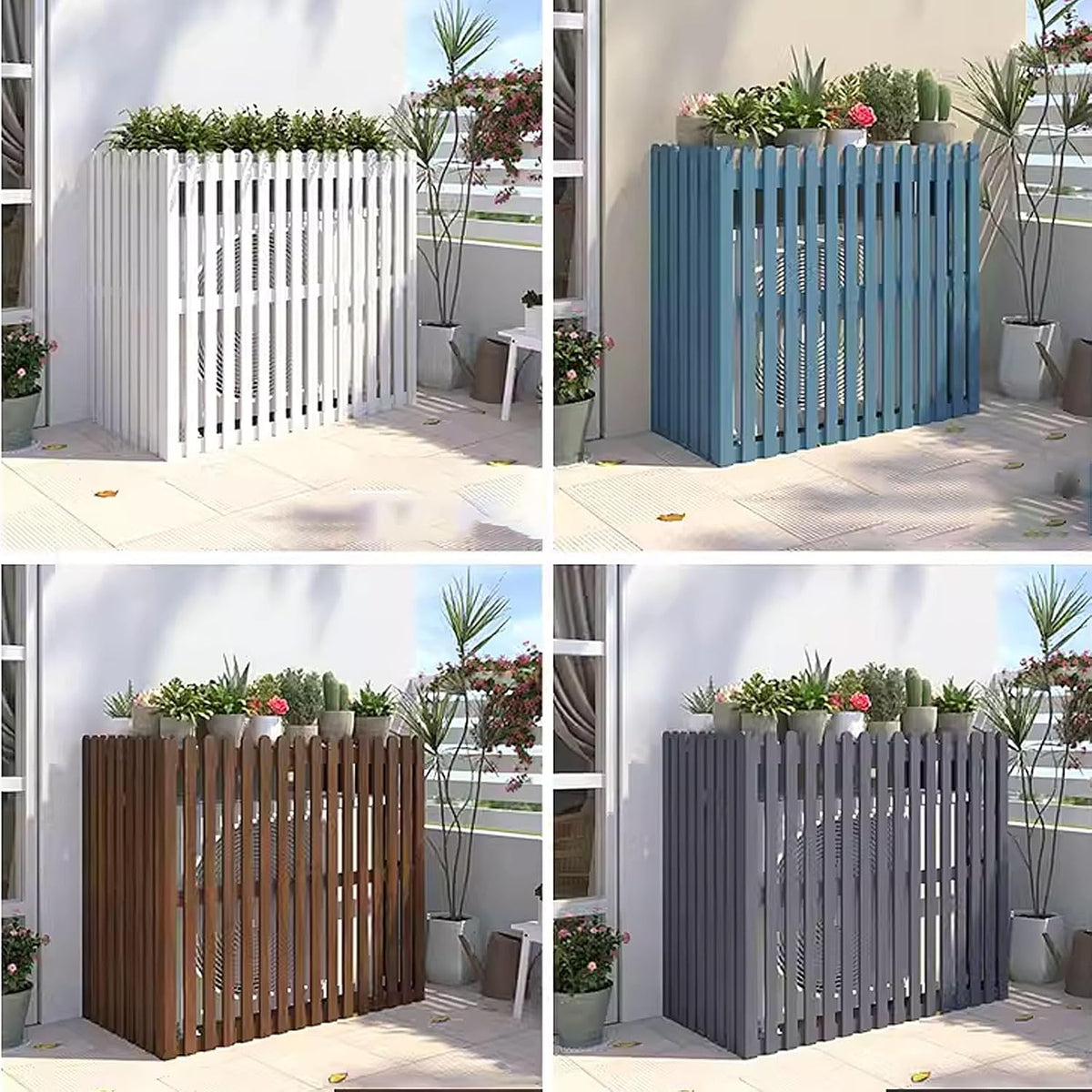 GENERIC Housse De Pompe à Chaleur D'extérieur En Bois Pour Climatiseur - Protection Résistante Aux Intempéries Pour Unité Extérieure - Support De Fleurs Décoratif - Marron - 120 X 60 X 105 Cm