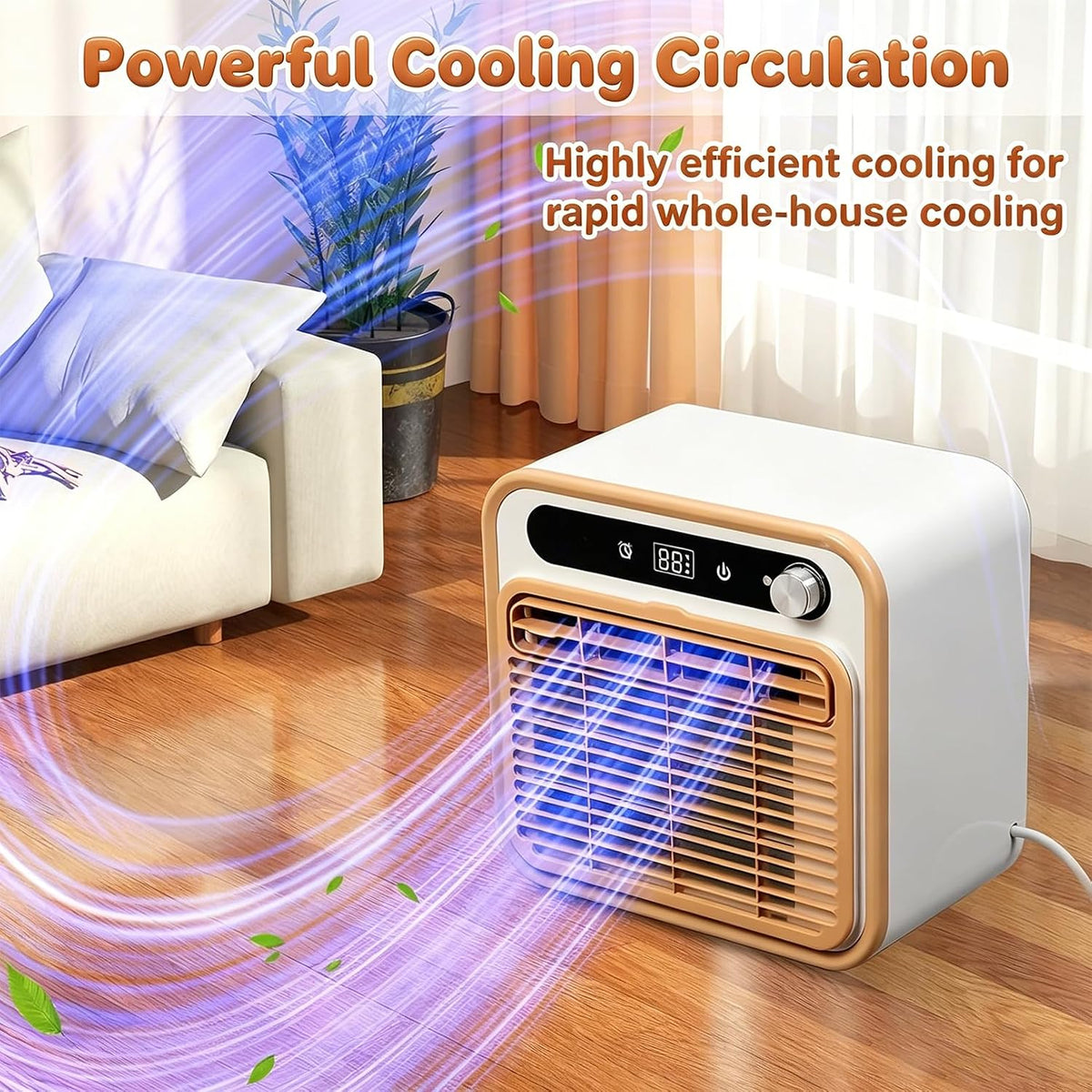 GENERIC Climatiseur Portable Sans Installation Pour Le Camping, Climatiseur Split 1500W Avec Tuyau De 2 M – Minuterie 12H Et Contrôle WiFi/télécommande, Climatiseur Pour Tente, Camion, Camping-Car, Garage