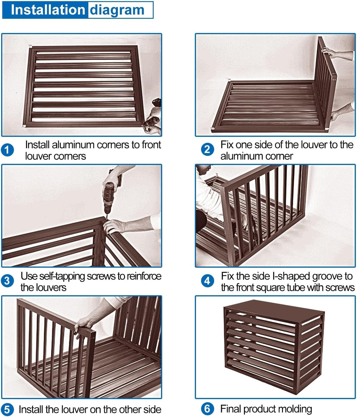 GENERIC Housse De Protection En Aluminium Marron Pour Climatiseur Installation Facile Taille Extérieure 110 X 60 X 80 Cm Bouclier AC Résistant Aux Intempéries Pour Un Usage Domestique