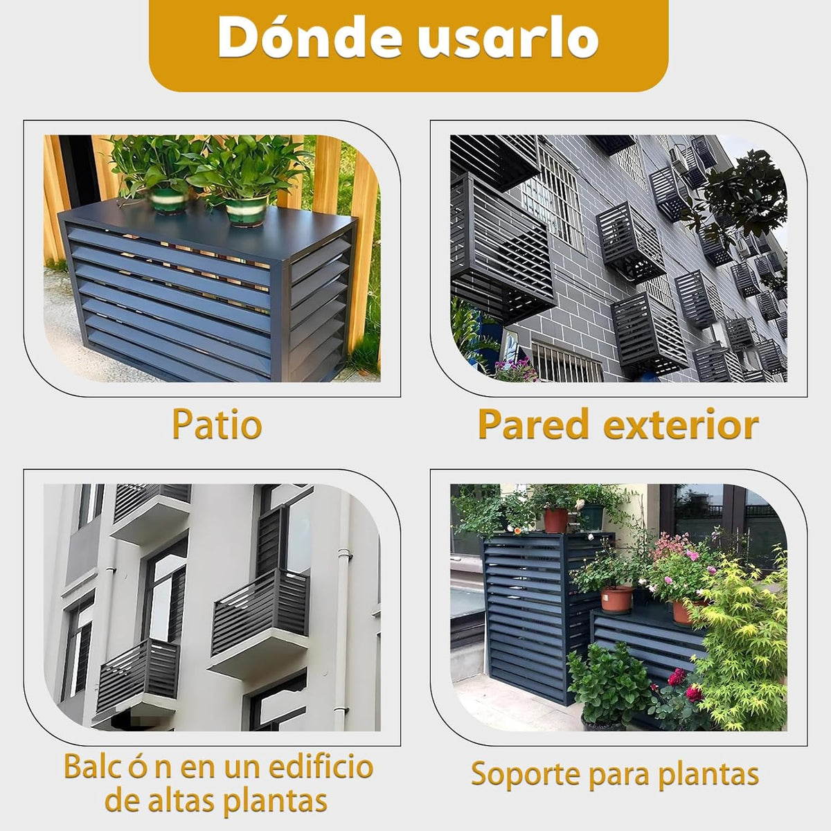 GENERIC Clôture De Climatiseur En Aluminium Grain De Bois – Housse De Protection Extérieure Pour Unités 2–3P (L 110 X L 60 X H80) – Écran De Pompe à Chaleur Pour Protection D'unité De Condensateur