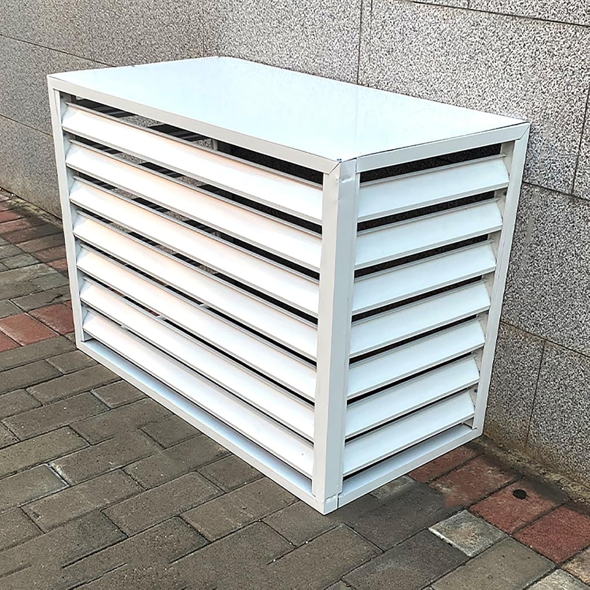 GENERIC Grille De Protection Pour Climatiseur, Cache-climatiseur De Fenêtre, Housses De Climatiseur Extérieures Pour Dissimuler Le Climatiseur Et Préserver L'intimité (Blanc 1,5p (4 Côtés))
