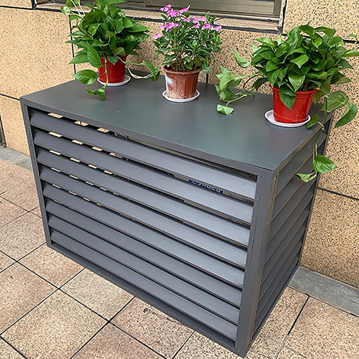 Housse De Climatiseur Toutes Saisons Et Clôture D'intimité Décoratives Antivol Pour Unités Extérieures, Protection De Climatisation Divisée Résistante Aux Intempéries, Design Respectueux Du Jardin