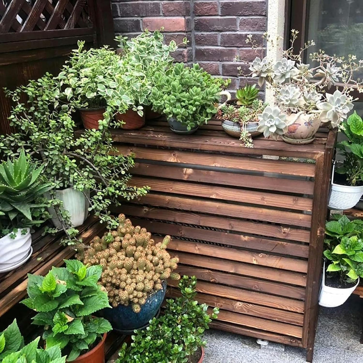 GENERIC Housse En Bois Pour Climatiseur Extérieur Et Support De Fleurs En Bois Massif Pour Unités De Climatisation, écran De Jardin Et Cache-radiateur, Solution élégante De Climatisation Extérieure