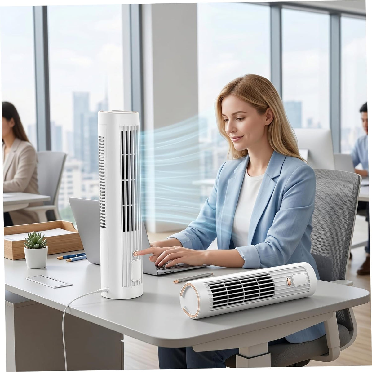  Climatiseur à Chargement Sans Fil, Climatiseur Personnel 2 En 1, Ventilateur Froid Portable Silencieux à 3 Vitesses, Rechargeable Par USB, Pour Bureau, Maison, Dortoir (blanc)