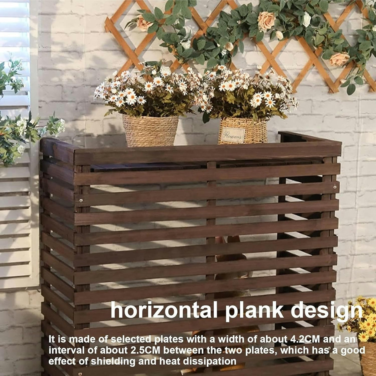  Housse De Protection Pour Climatiseur D'extérieur - Résistante Aux Intempéries - Pour Unité De Climatisation - Clôture En Bois - Idéale Pour Une Utilisation En Extérieur - Design élégant