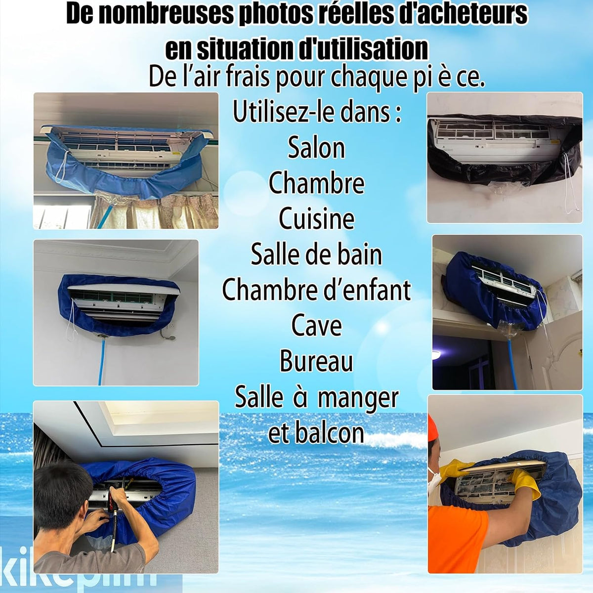  Kit De Nettoyage En Profondeur Pour Le Nettoyage De Climatiseur, Sac De Nettoyage De Climatiseur Avec Tuyau D'eau (13 Pièces, Grand, Bleu Ciel)