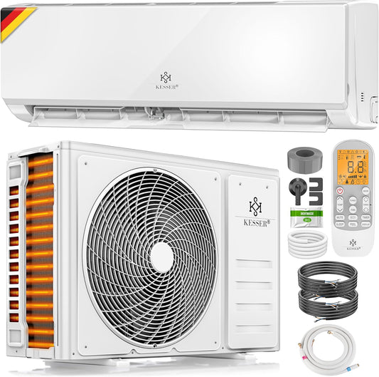  KESSER® Climatiseur SET Split – Wi-Fi/application – Refroidissement A++/chauffage A+ – Réfrigérant R32 – Télécommande, Matériel De Montage 9 000 BTU/h (2 600 Watts) Blanc [Classe énergétique A++]
