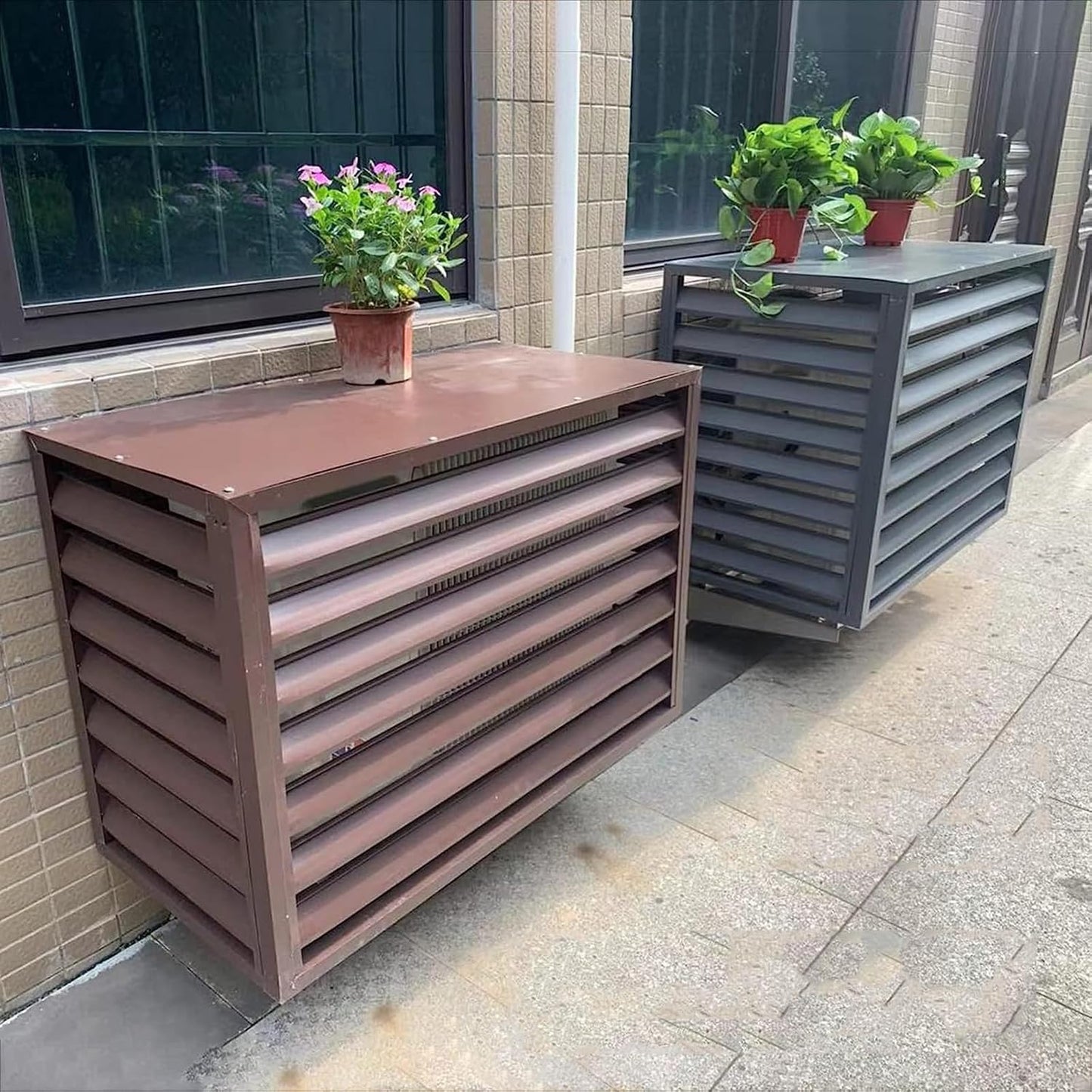  Housse De Protection Décorative En Aluminium Pour Climatiseur Extérieur Et Pompe à Chaleur - Pour Unités De Climatisation Et Ordures - Utilisation En Intérieur/extérieur