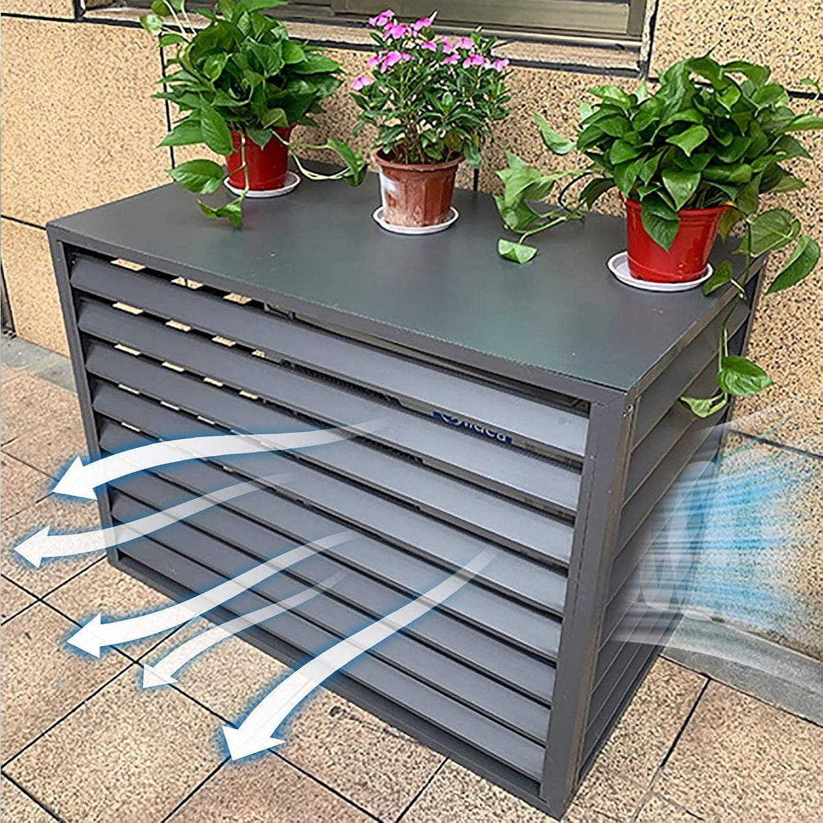 GENERIC Housse En Aluminium Pour Climatiseur Extérieur - Blanc - 100 Cm - Protège Les Unités De Climatisation - Poubelles - Sécurité Des Animaux Domestiques - Panneaux De Clôture D'isolation Des Feuilles.