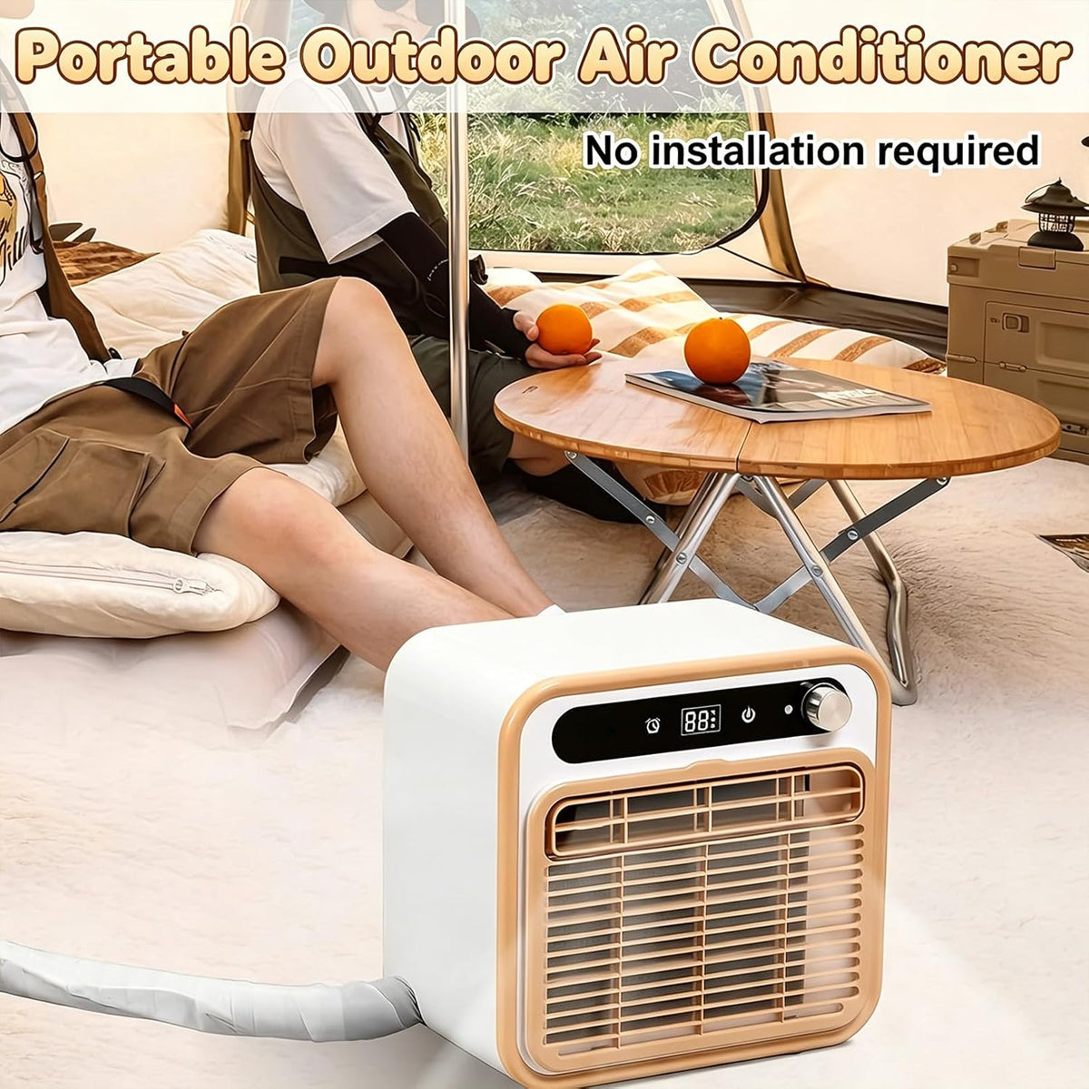 GENERIC Climatiseur Portable Sans Installation Pour Le Camping, Climatiseur Split 1500W Avec Tuyau De 2 M – Minuterie 12H Et Contrôle WiFi/télécommande, Climatiseur Pour Tente, Camion, Camping-Car, Garage