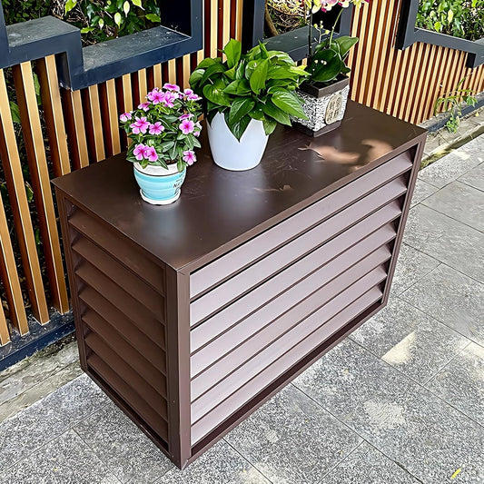 GENERIC Housse De Protection En Aluminium Marron Pour Climatiseur Installation Facile Taille Extérieure 110 X 60 X 80 Cm Bouclier AC Résistant Aux Intempéries Pour Un Usage Domestique